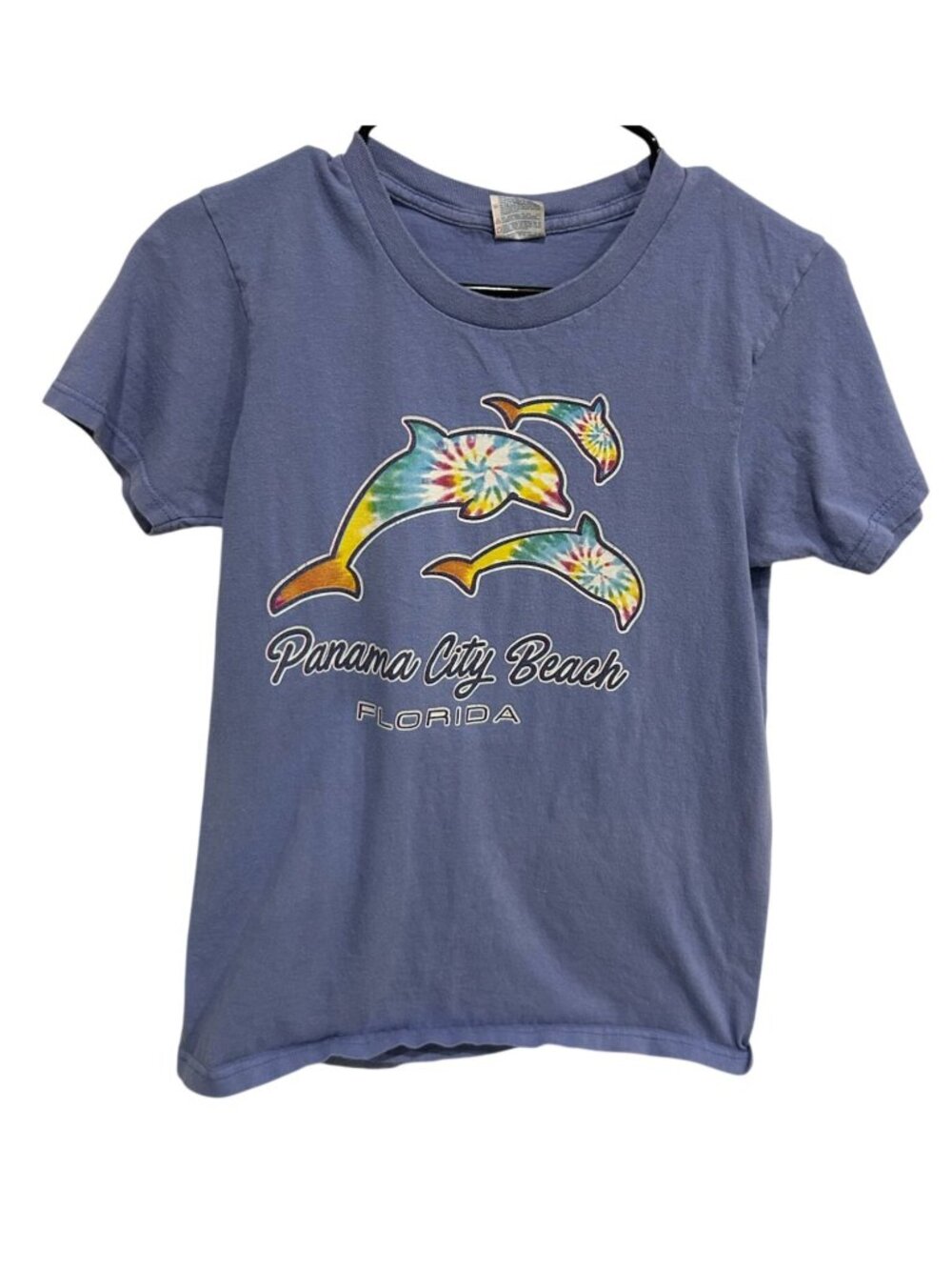 Yazbek Small Kids Panama City Beach Blue Tie Dye Dolphins Graphic T-Shirt Retro